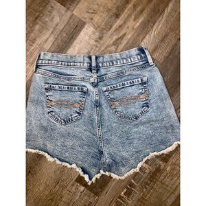 Abercrombie Kids Girls Denim Shorts Size 15/16 With Frayed Hem & Pocket Stitchin
